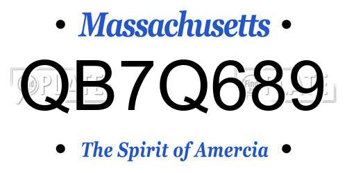 QB7Q689 Massachusetts License Plate