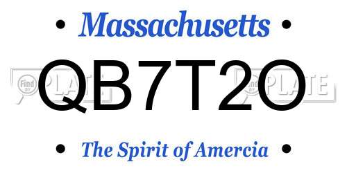 QB7T2O Massachusetts License Plate