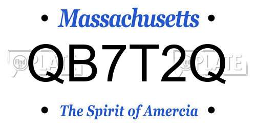 QB7T2Q Massachusetts License Plate
