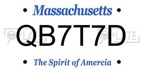 QB7T7D Massachusetts License Plate