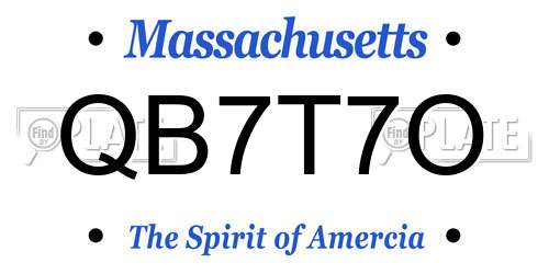 QB7T7O Massachusetts License Plate