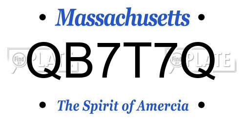 QB7T7Q Massachusetts License Plate