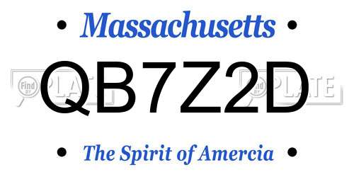 QB7Z2D Massachusetts License Plate