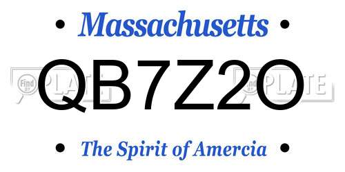 QB7Z2O Massachusetts License Plate