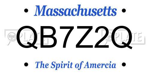 QB7Z2Q Massachusetts License Plate