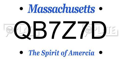 QB7Z7D Massachusetts License Plate