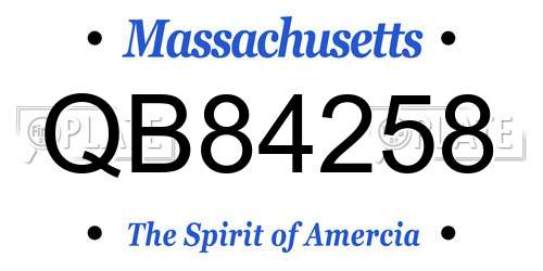 QB84258 Massachusetts License Plate