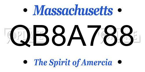 QB8A788 Massachusetts License Plate