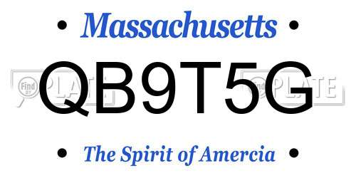 QB9T5G Massachusetts License Plate