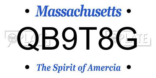 QB9T8G Massachusetts License Plate