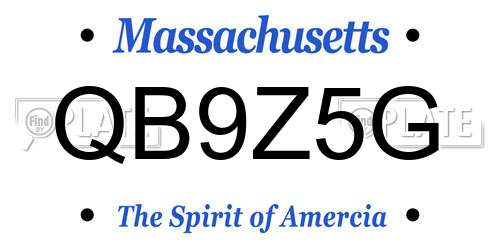 QB9Z5G Massachusetts License Plate