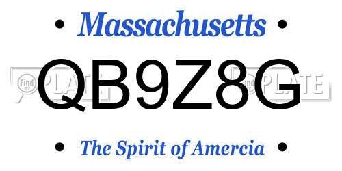 QB9Z8G Massachusetts License Plate