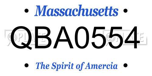 QBA0554 Massachusetts License Plate