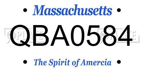 QBA0584 Massachusetts License Plate