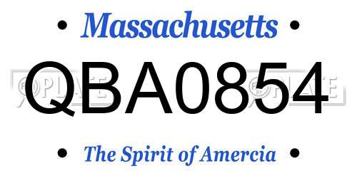 QBA0854 Massachusetts License Plate