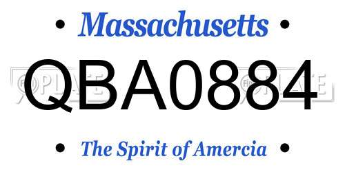 QBA0884 Massachusetts License Plate
