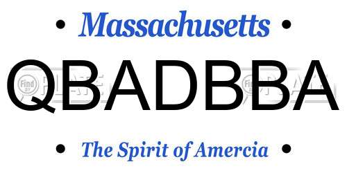 QBADBBA Massachusetts License Plate