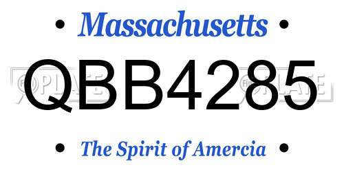 QBB4285 Massachusetts License Plate