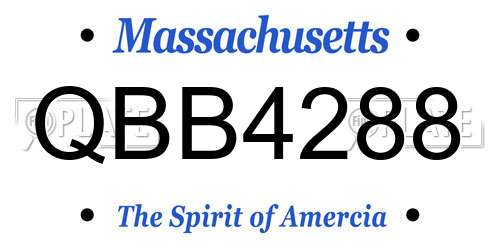 QBB4288 Massachusetts License Plate