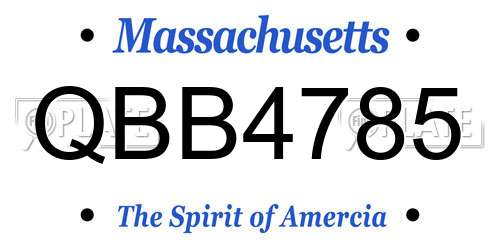QBB4785 Massachusetts License Plate