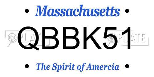 QBBK51 Massachusetts License Plate