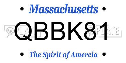 QBBK81 Massachusetts License Plate