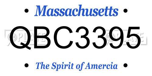 QBC3395 Massachusetts License Plate