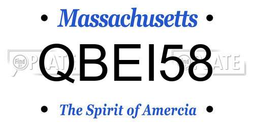 QBEI58 Massachusetts License Plate