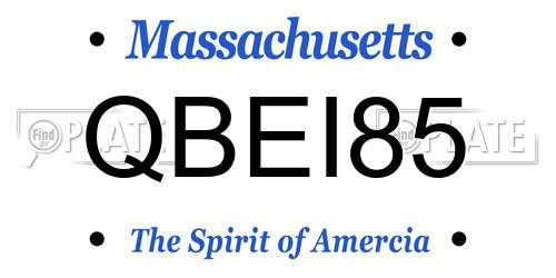 QBEI85 Massachusetts License Plate