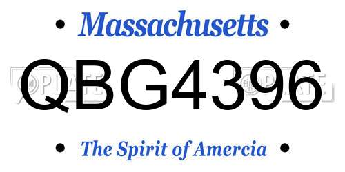 QBG4396 Massachusetts License Plate