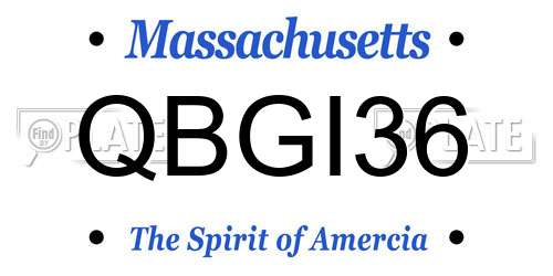 QBGI36 Massachusetts License Plate