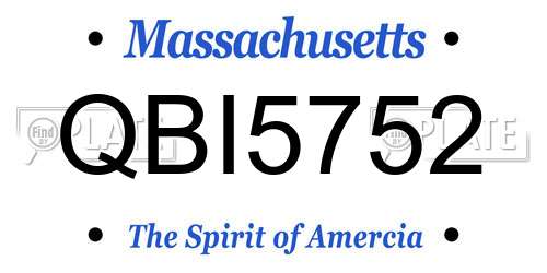 QBI5752 Massachusetts License Plate