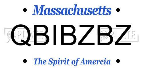 QBIBZBZ Massachusetts License Plate
