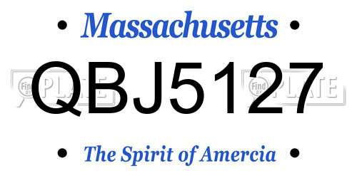 QBJ5127 Massachusetts License Plate