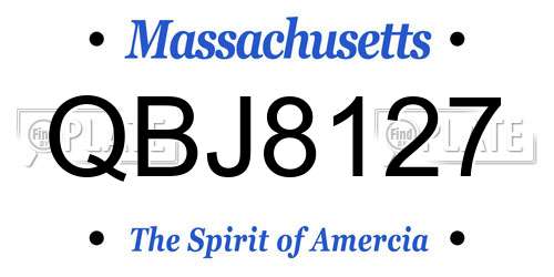 QBJ8127 Massachusetts License Plate