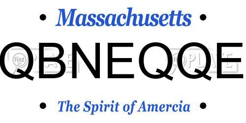 QBNEQQE Massachusetts License Plate