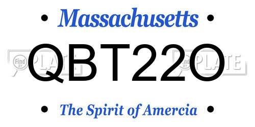 QBT22O Massachusetts License Plate