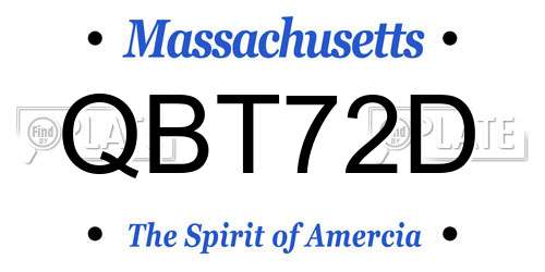 QBT72D Massachusetts License Plate