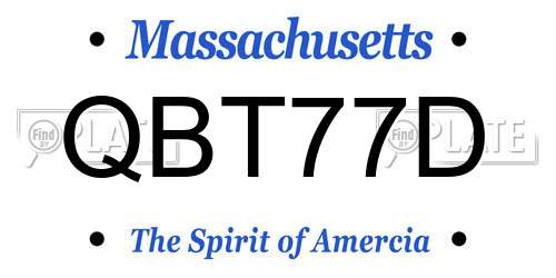 QBT77D Massachusetts License Plate