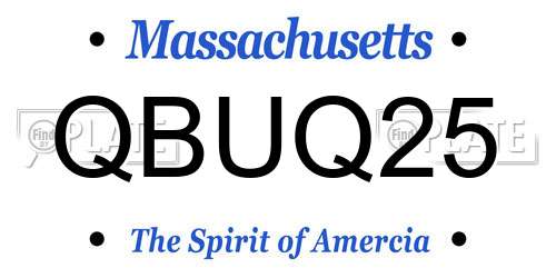 QBUQ25 Massachusetts License Plate