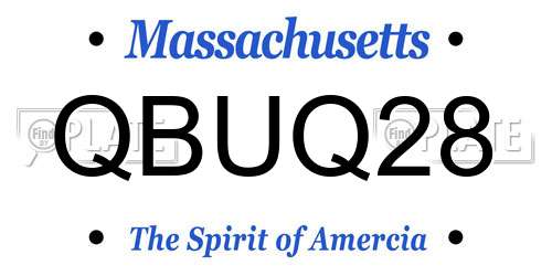 QBUQ28 Massachusetts License Plate