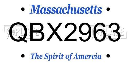 QBX2963 Massachusetts License Plate