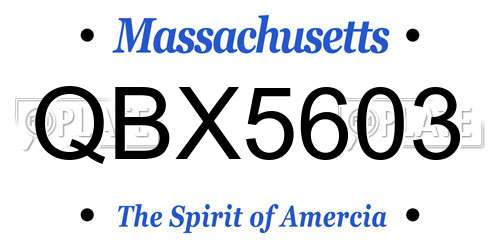 QBX5603 Massachusetts License Plate