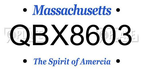 QBX8603 Massachusetts License Plate