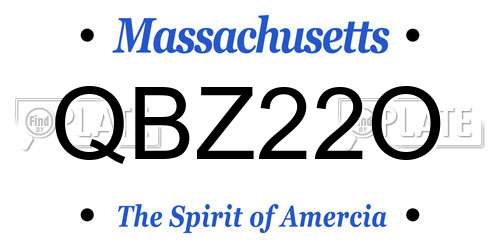 QBZ22O Massachusetts License Plate