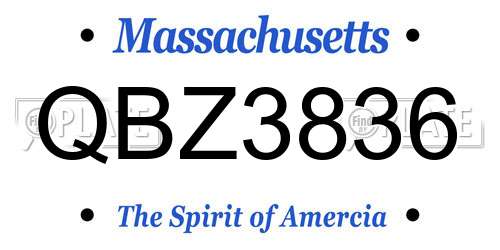 QBZ3836 Massachusetts License Plate