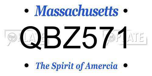 QBZ571 Massachusetts License Plate