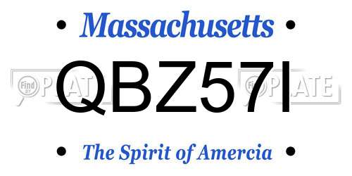 QBZ57I Massachusetts License Plate