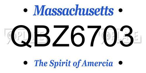 QBZ6703 Massachusetts License Plate