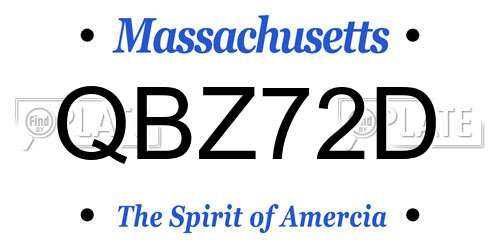 QBZ72D Massachusetts License Plate
